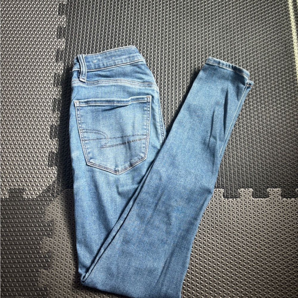 American Eagle Outfitters Blue Skinny Jeans with Stretchy Fit